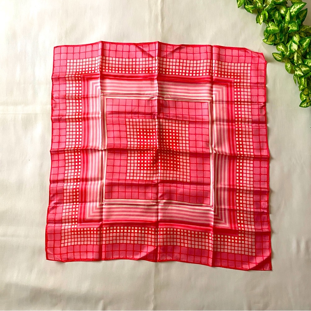 Chic Pink & White Geometric Square Scarf